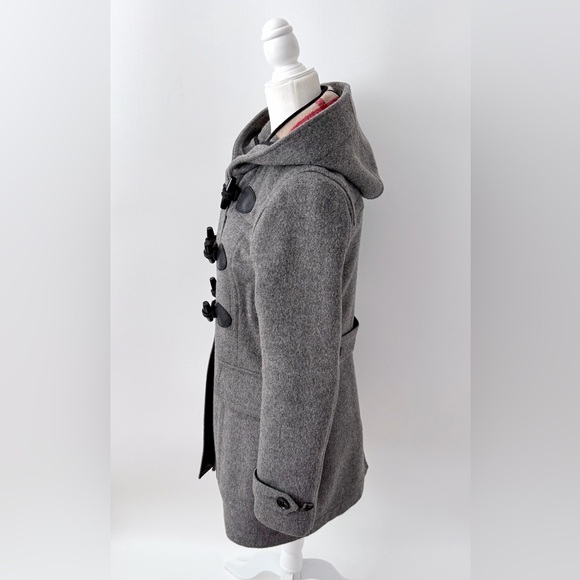 BURBERRY BRIT | Gray Wool Duffle Coat Fitted Toggle Closures Size US 6 - Picture 4 of 12